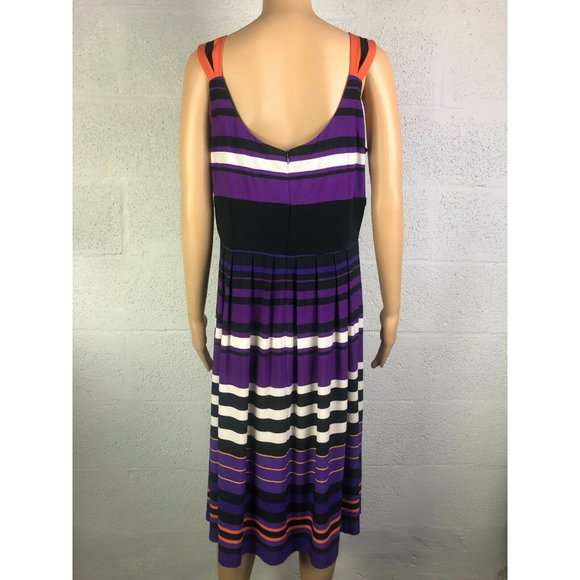 R&M Richards Purple, Black, White And Orange Sleeveless A-Line Dress Size 14 - Picture 4 of 9